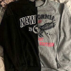 Half black half gray hoodie size 1XL